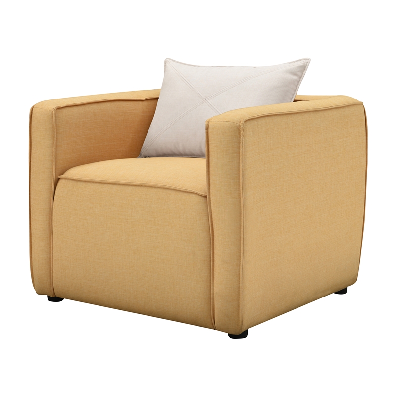 Furniture of America Charlie Modern Fabric Upholstered Accent Chair in Yellow