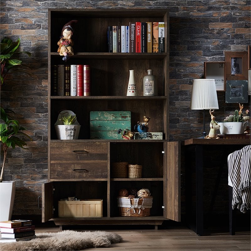 Furniture Of America Berto Farmhouse 3 Shelf Bookcase In Reclaimed