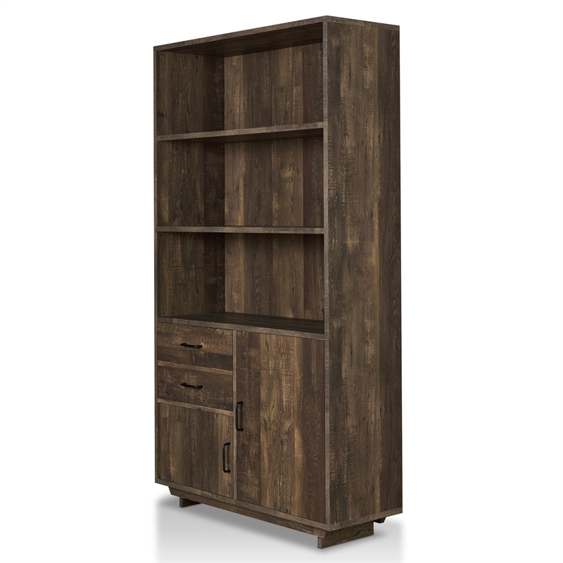 Furniture of America Berto Farmhouse Wood 3-Shelf Bookcase in Reclaimed Oak