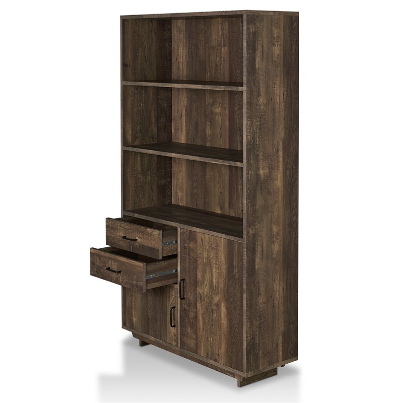 Furniture Of America Berto Farmhouse 3 Shelf Bookcase In Reclaimed