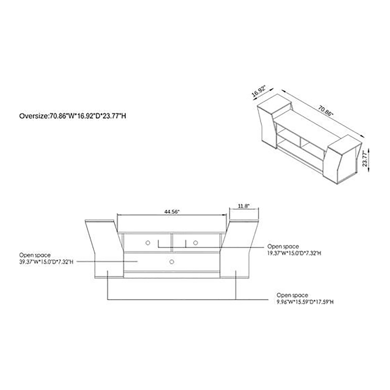 Furniture of America Viv Modern Wood 71-Inch TV Stand in Wenge and White