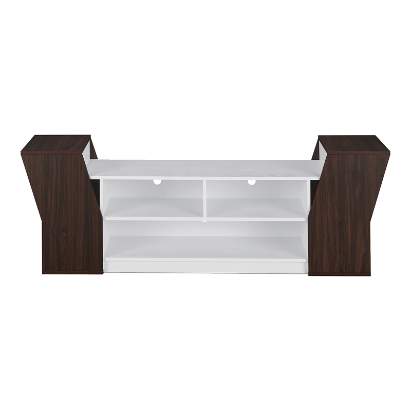 Furniture of America Viv Modern Wood 71-Inch TV Stand in Wenge and White