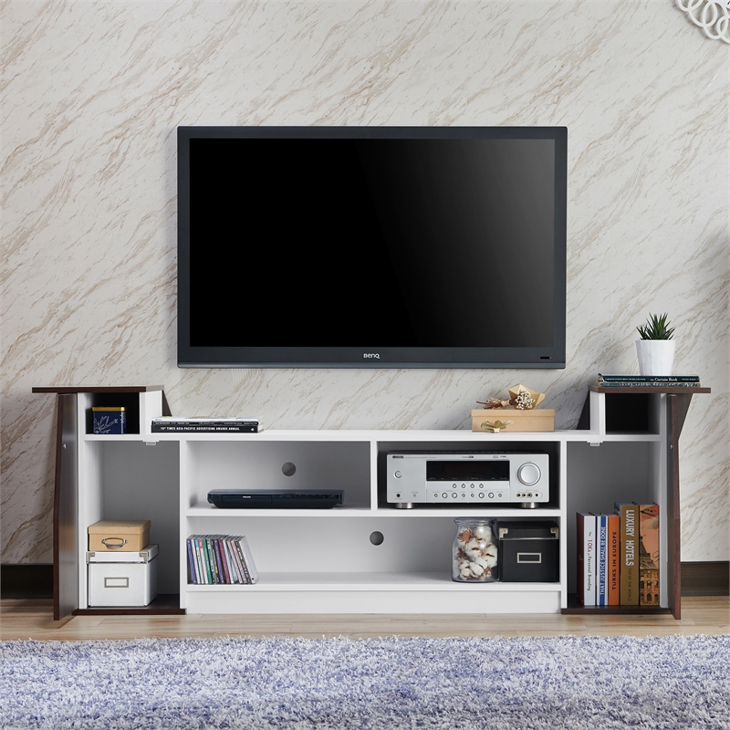 Furniture of America Viv Modern Wood 71-Inch TV Stand in Wenge and White