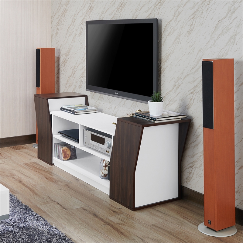 Furniture of America Viv Modern Wood 71-Inch TV Stand in Wenge and White