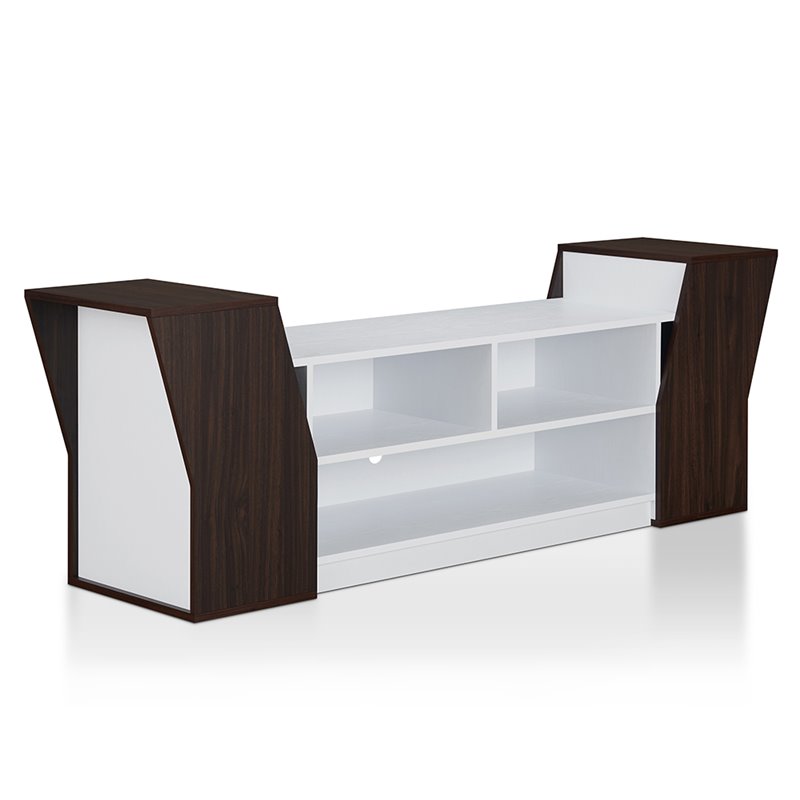 Furniture of America Viv Modern Wood 71-Inch TV Stand in Wenge and White