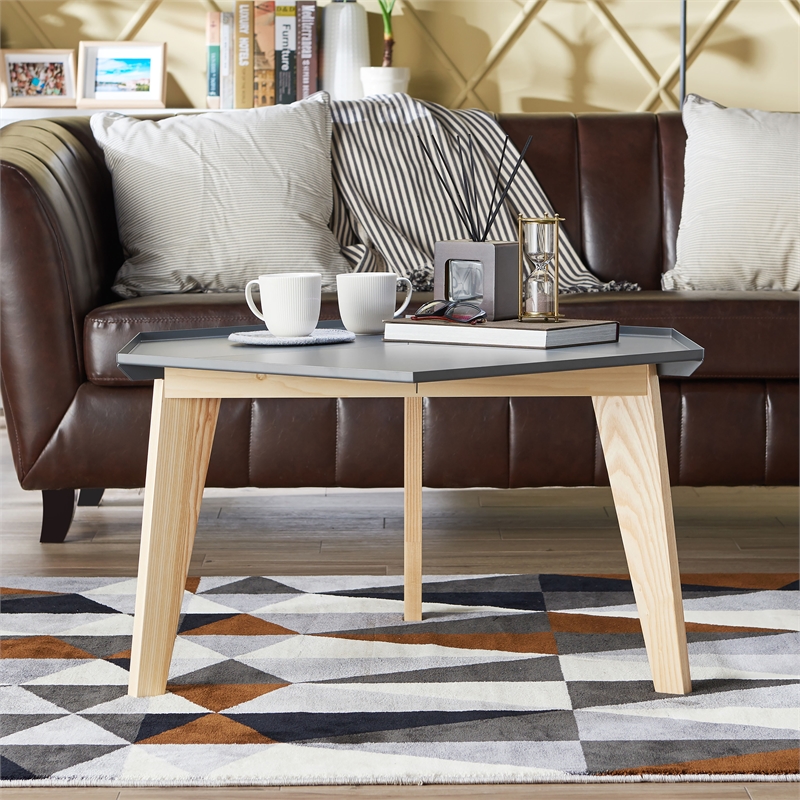 Furniture of America Bok Modern Chic Metal Tray-Top Coffee Table in Gray