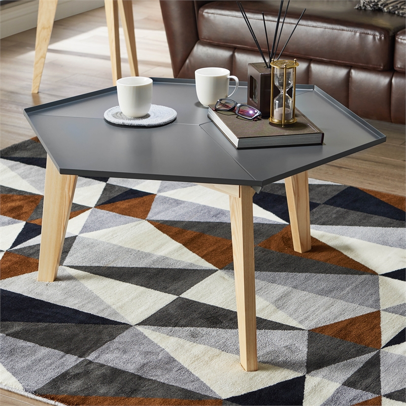 Furniture of America Bok Modern Chic Metal Tray-Top Coffee Table in Gray