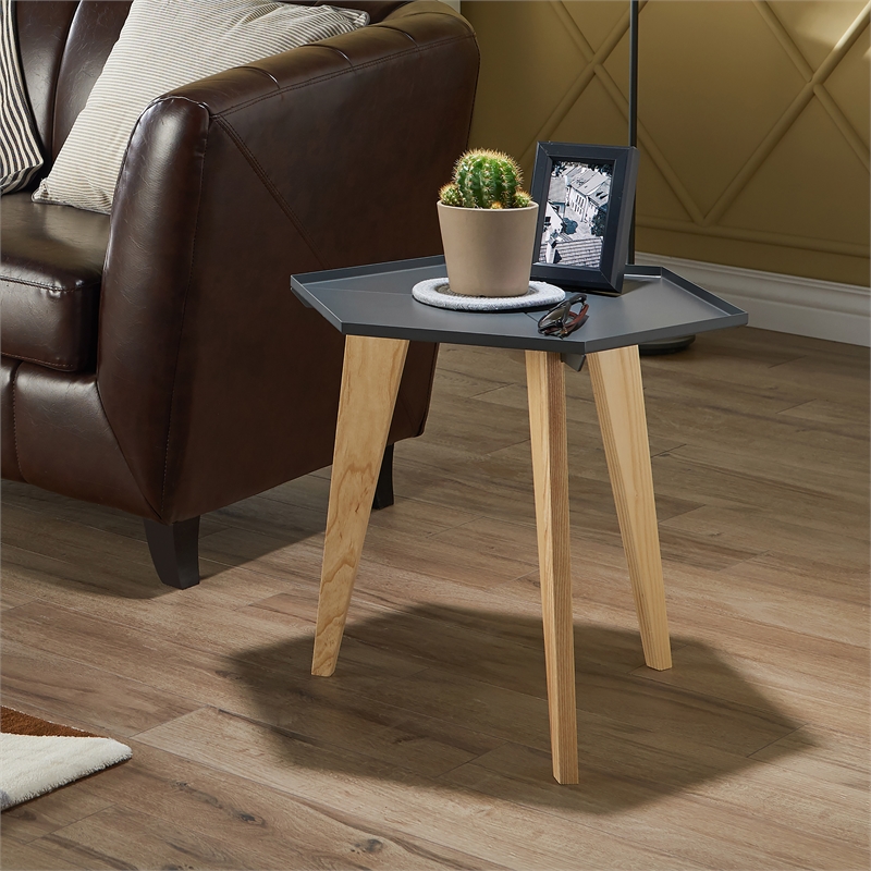 Furniture of America Bok Modern Chic Metal Tray-Top End Table in Gray