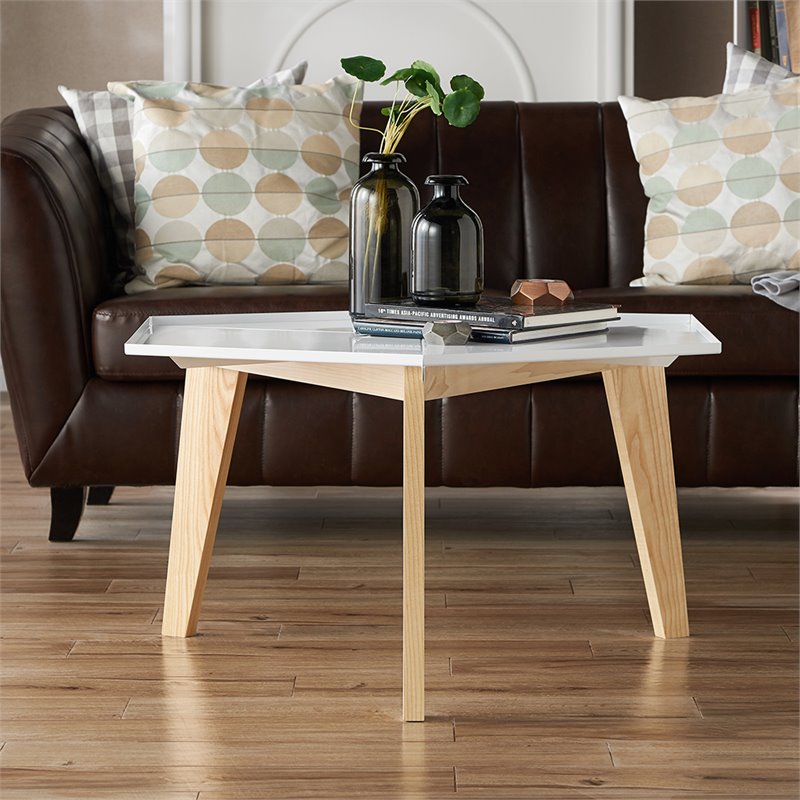 Furniture of America Bok Modern Chic Metal Tray-Top Coffee Table in White