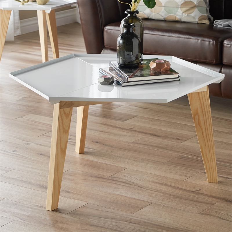 Furniture of America Bok Modern Chic Metal Tray-Top Coffee Table in White