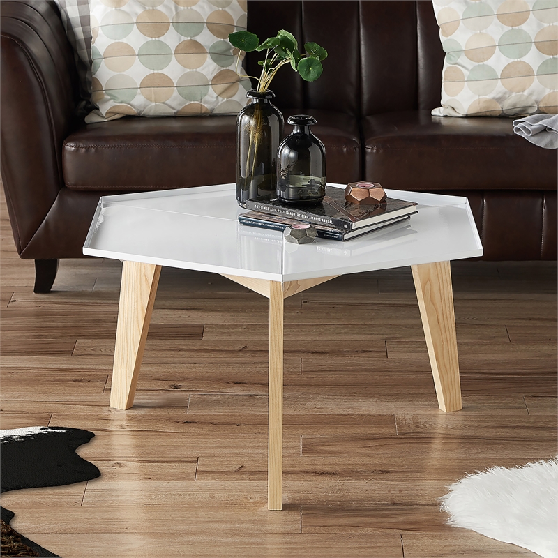 Furniture of America Bok Modern Chic Metal Tray-Top Coffee Table in White