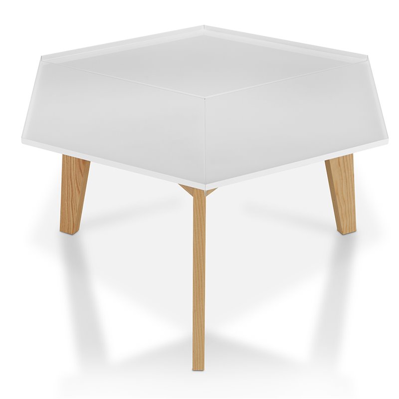 Furniture of America Bok Modern Chic Metal Tray-Top Coffee Table in White