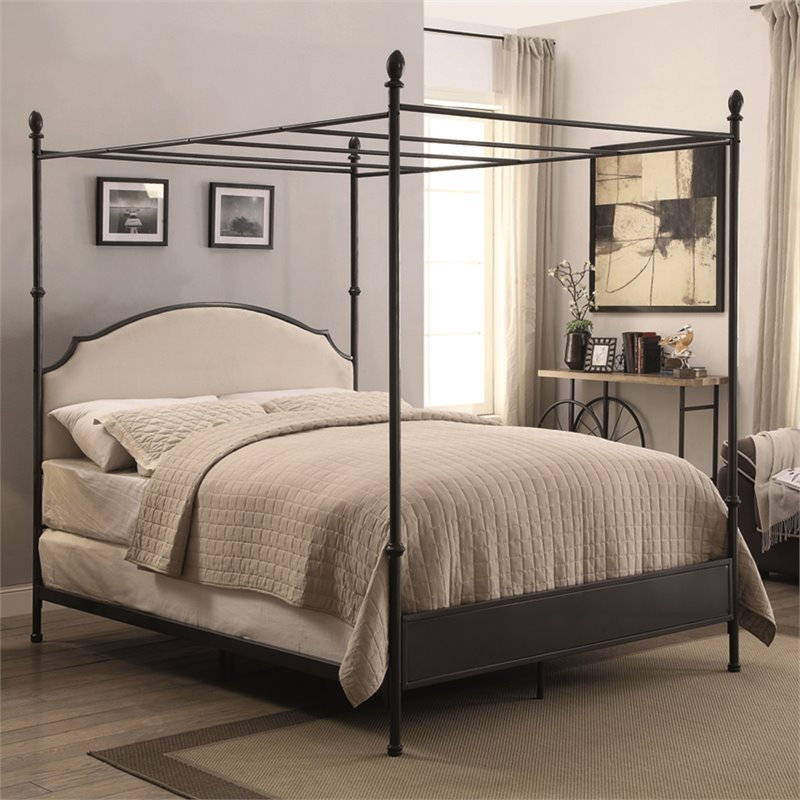 Furniture Of America Eli Twin Canopy Bed In Metal Idf 7420 Cp T Kit Furniture Of America Eli Twin Canopy Bed In Metal