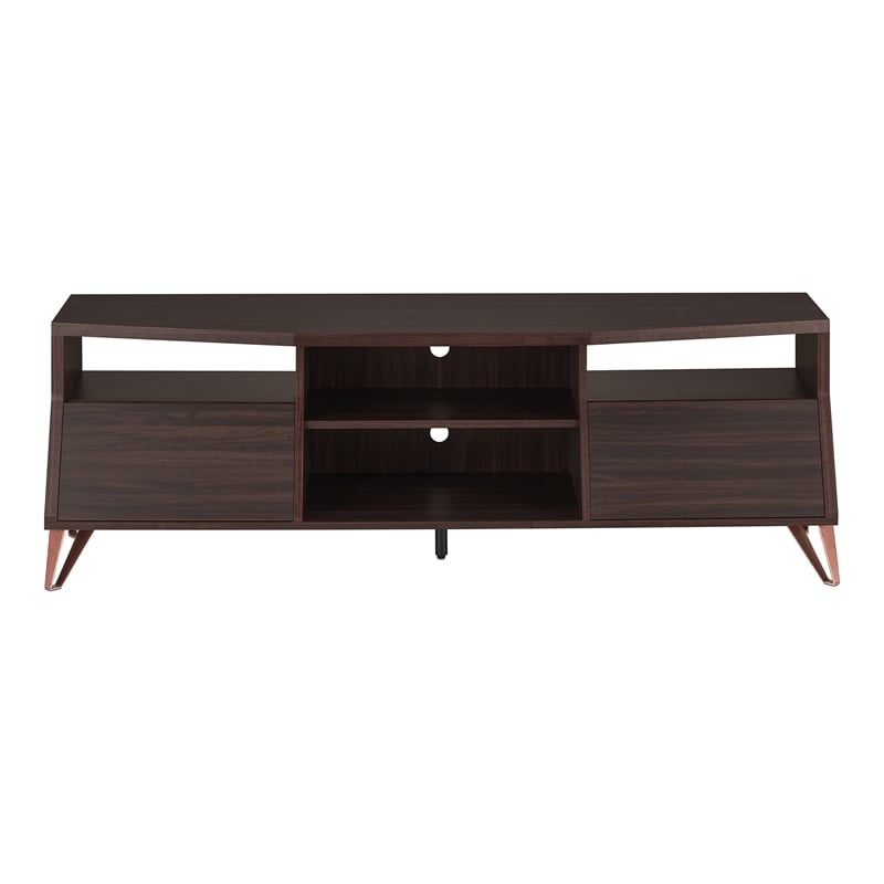 Furniture of America Garrison Wood Storage 62-Inch TV Stand in Wenge Brown