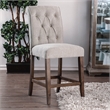 Furniture of America Landon Fabric Tufted Pub Chairs in Beige (Set of 2)