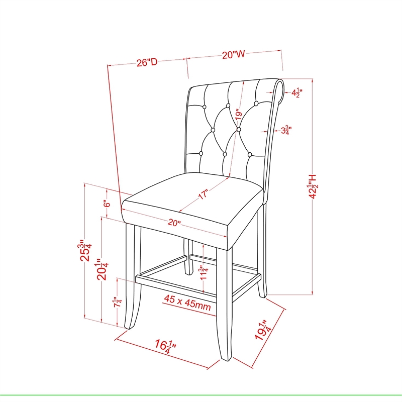 Furniture of America Landon Fabric Tufted Pub Chairs in Beige (Set of 2)
