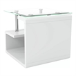 Furniture of America Velencia Glass Geometric End Table in Glossy White