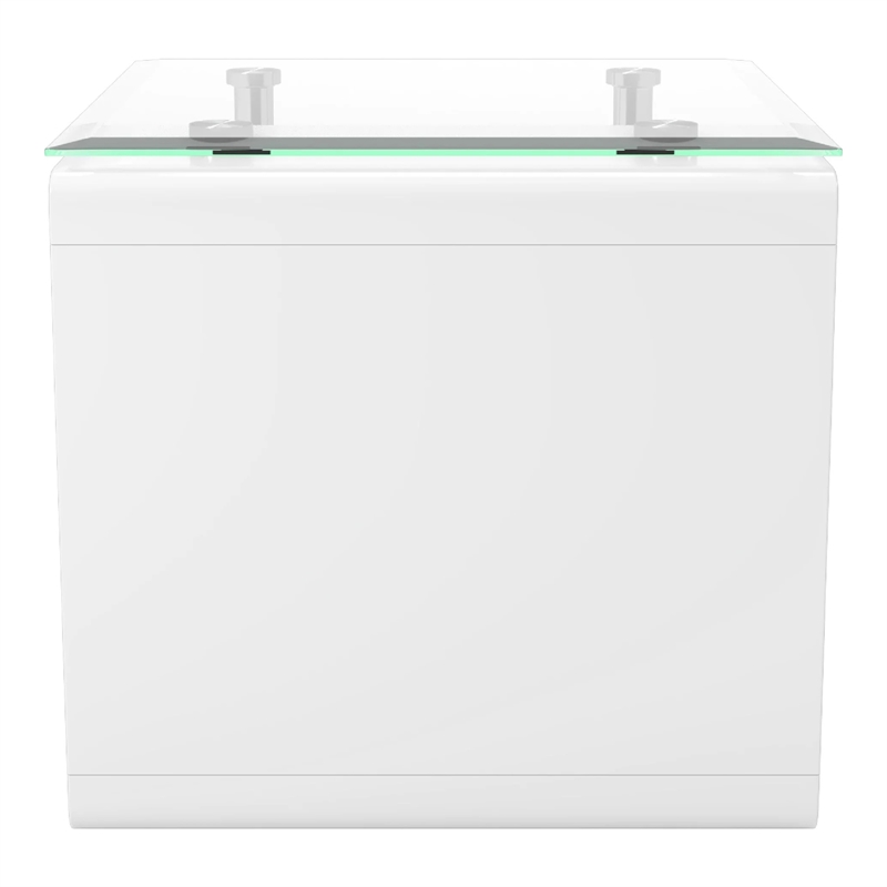 Furniture of America Velencia Glass Geometric End Table in Glossy White