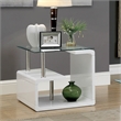 Furniture of America Velencia Glass Geometric End Table in Glossy White