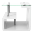 Furniture of America Velencia Glass Geometric End Table in Glossy White