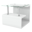 Furniture of America Velencia Glass Geometric End Table in Glossy White