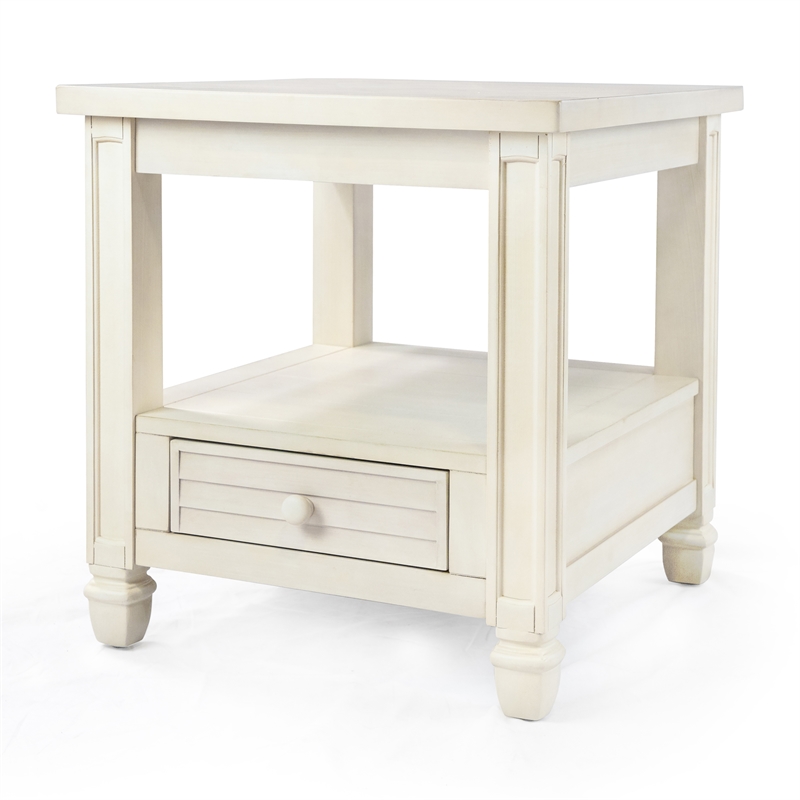 Furniture of America Shania Wood 1Drawer End Table in Antique White