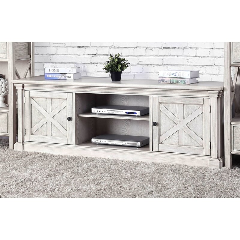 Furniture of America Vallie Cottage Wood 60-Inch TV Stand in Antique White