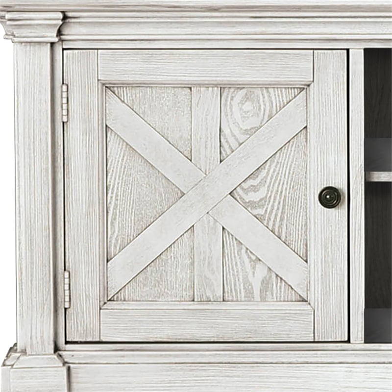 Furniture of America Vallie Cottage Wood 60-Inch TV Stand in Antique White