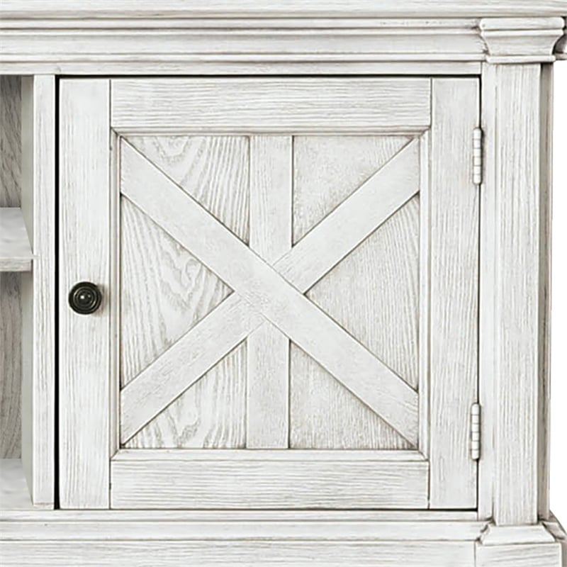 Furniture of America Vallie Cottage Wood 60-Inch TV Stand in Antique White