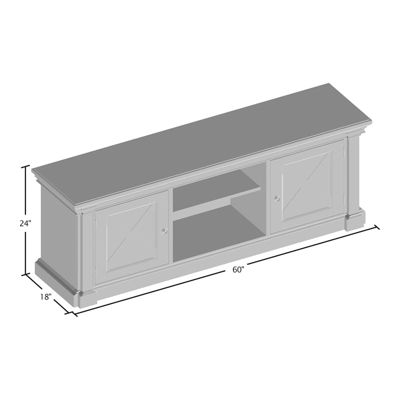 Furniture of America Vallie Cottage Wood 60-Inch TV Stand in Antique White