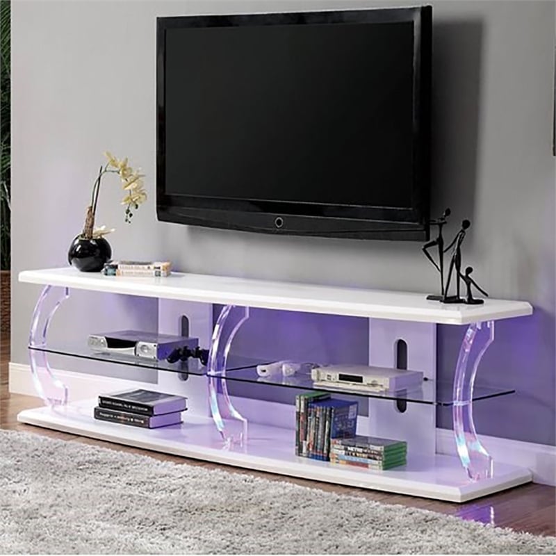 Furniture of America Jerry Contemporary Wood Storage 60-Inch TV Stand in White