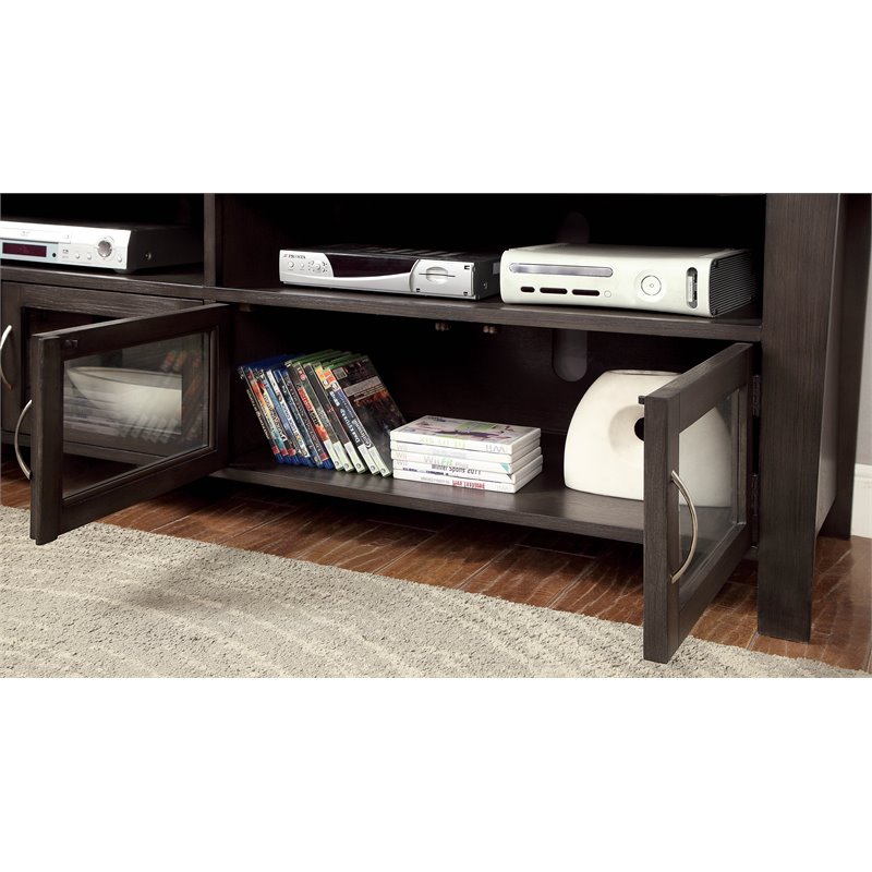 Furniture of America Madeline Transitional Solid Wood 72-Inch TV Stand in Gray