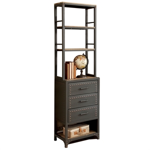 furniture of america azlo industrial metal pier cabinet in gray and natural