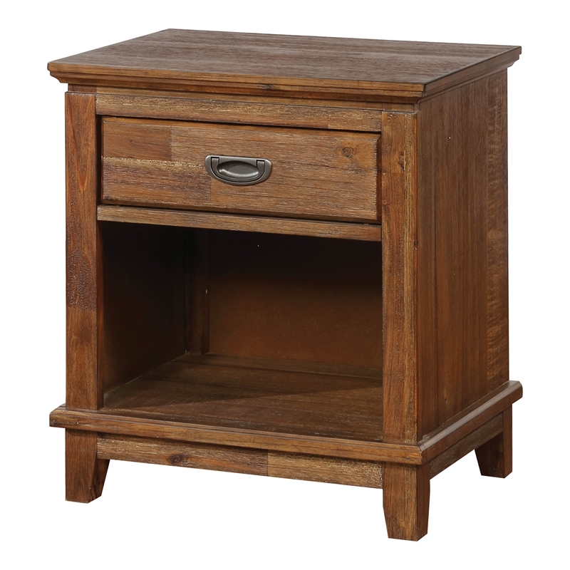 Furniture of America Burgen Transitional Solid Wood Nightstand in Dark