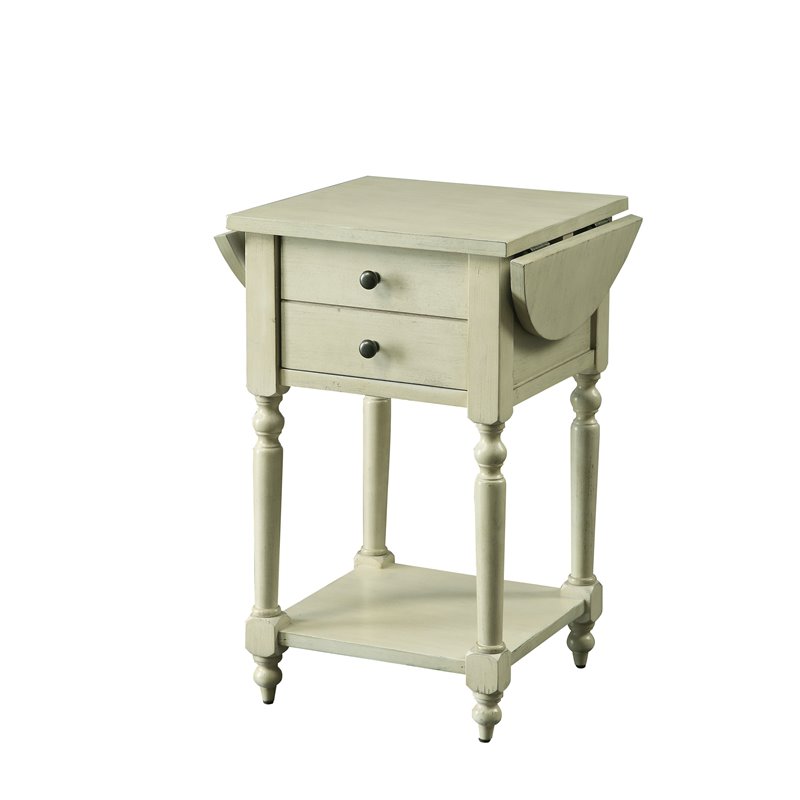 Furniture Of America Dahlia Drop Leaf Side Table In Antique White