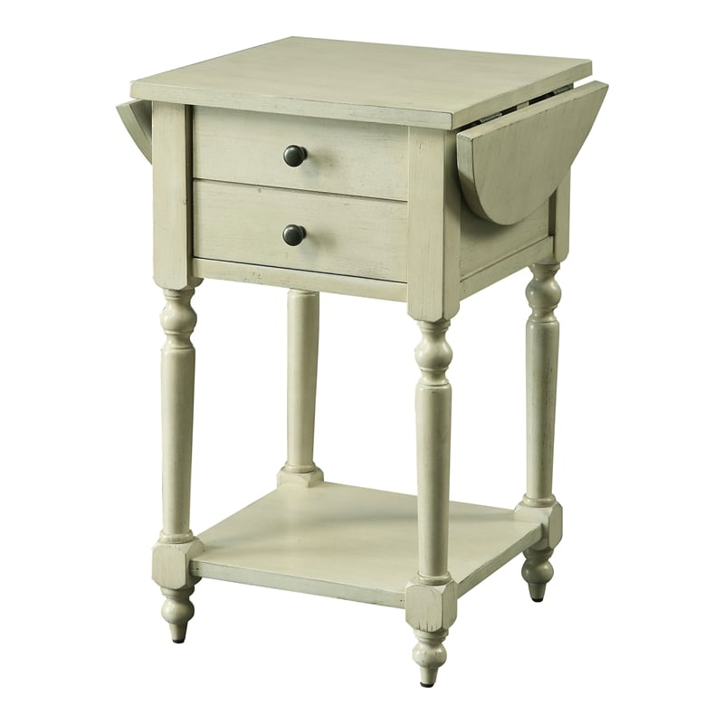 Furniture of America Mendez Wood Drop-Leaf Side Table in Antique White