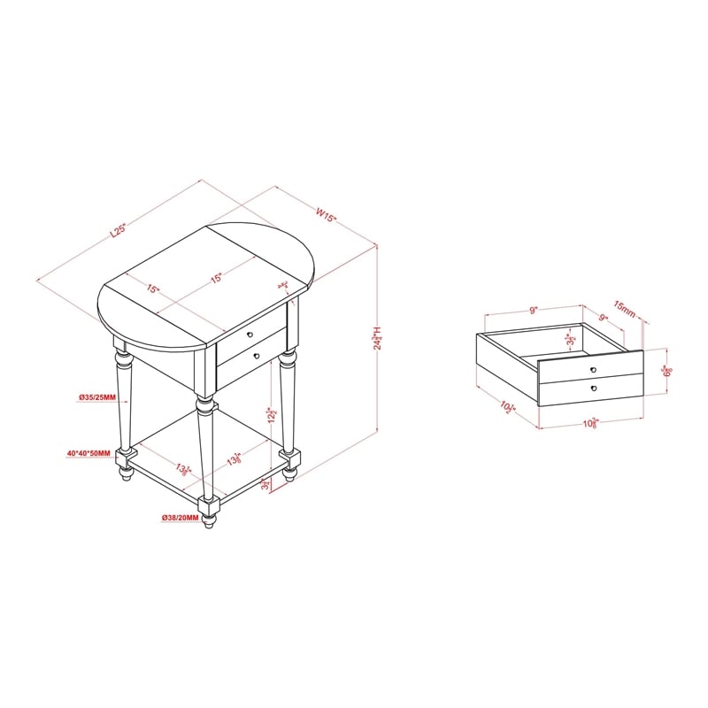 Furniture of America Mendez Wood Drop-Leaf Side Table in Antique White