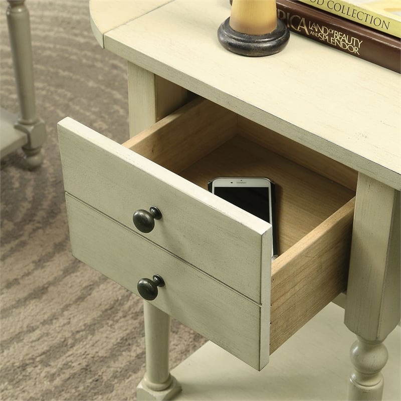 Furniture of America Mendez Wood Drop-Leaf Side Table in Antique White