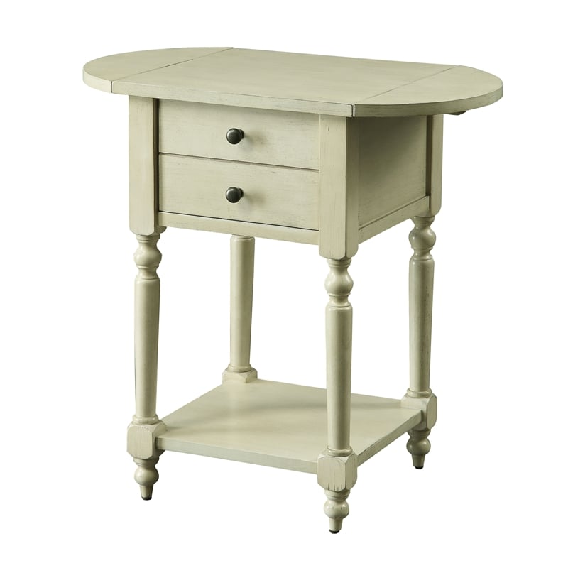 Furniture of America Mendez Wood Drop-Leaf Side Table in Antique White