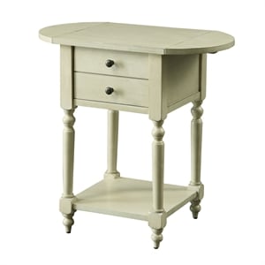 Furniture of America Mendez Wood Drop-Leaf Side Table in Antique White