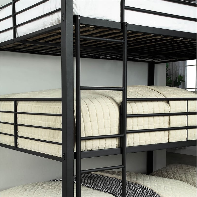 Furniture of America Botany Metal Full Triple Bunk Bed in Sand Black