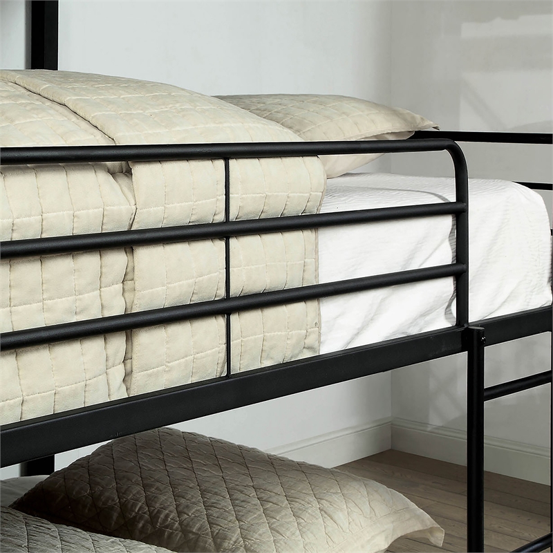 Furniture of America Botany Metal Queen Triple Bunk Bed in Sand Black
