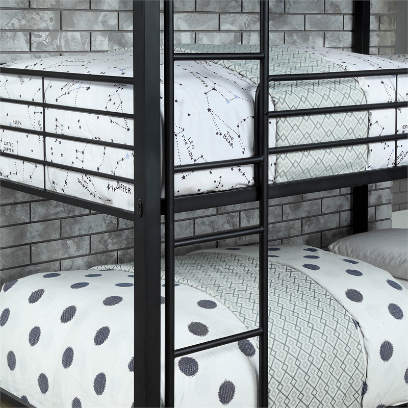 Furniture of America Botany Metal Queen Triple Bunk Bed in Sand Black