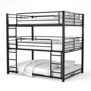 Furniture of America Botany Metal Queen Triple Bunk Bed in Sand Black