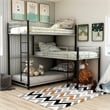 Furniture of America Crossman Metal Twin Triple Bunk Bed in Sand Black