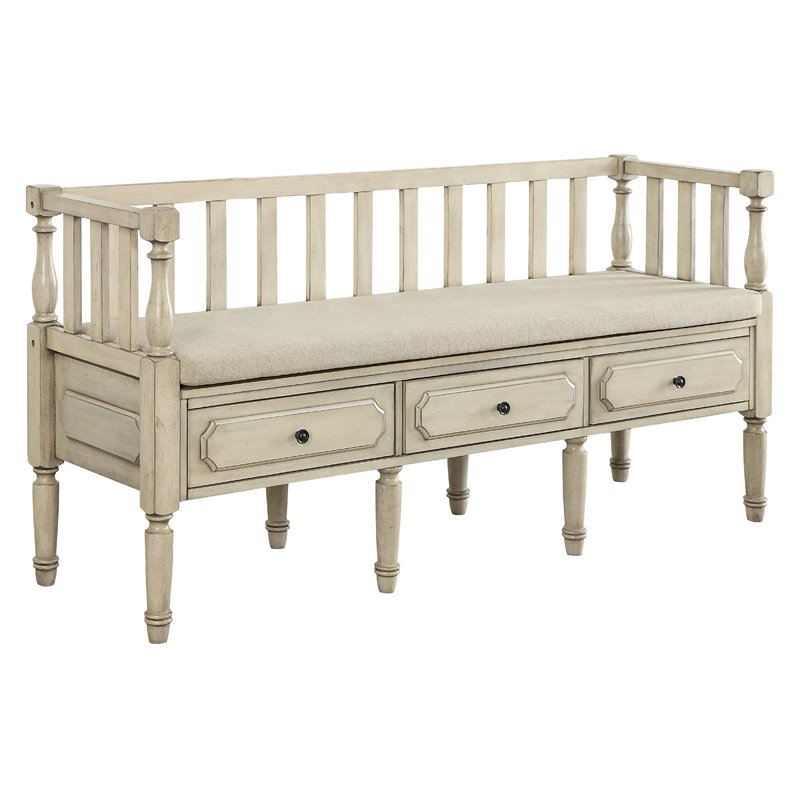 Furniture of America Hanita Transitional Wood Storage Bench in White