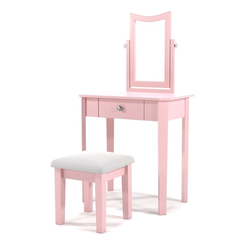 Furniture of America Adul Contemporary Wood 3-Piece Vanity Set in Pink