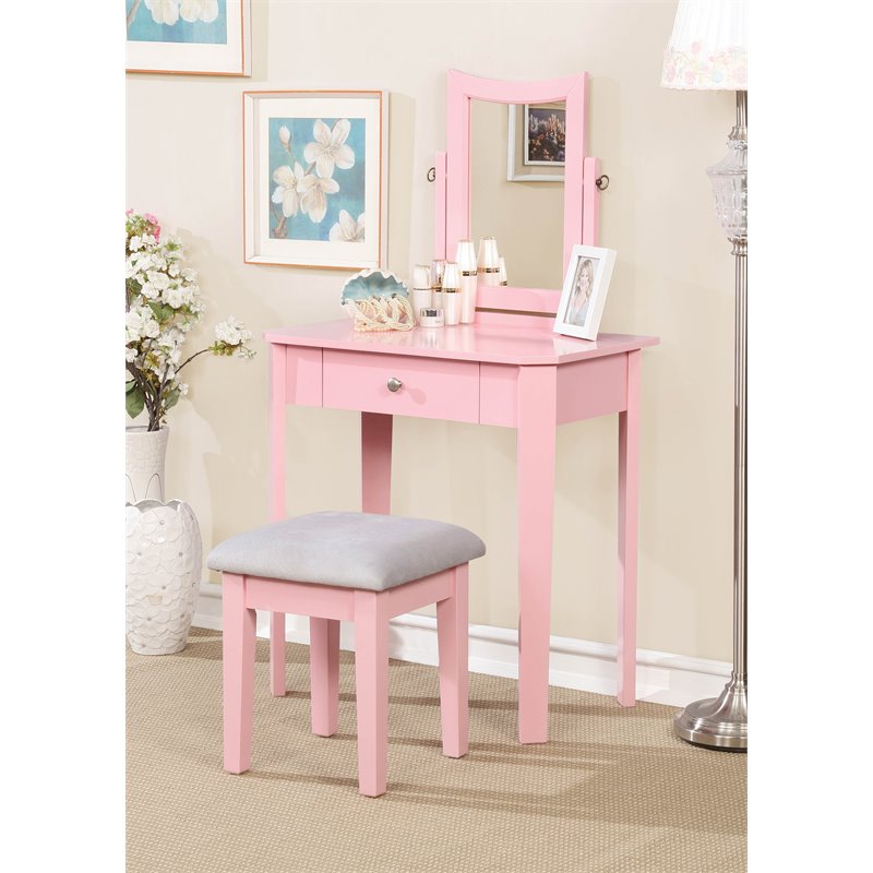 Furniture of America Adul Contemporary Wood 3-Piece Vanity Set in Pink