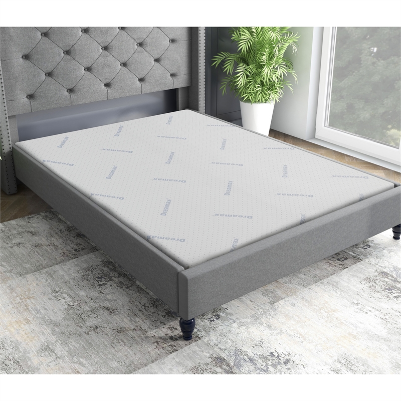 Furniture of America Al Fabric King Memory Foam Topper Mattress in White