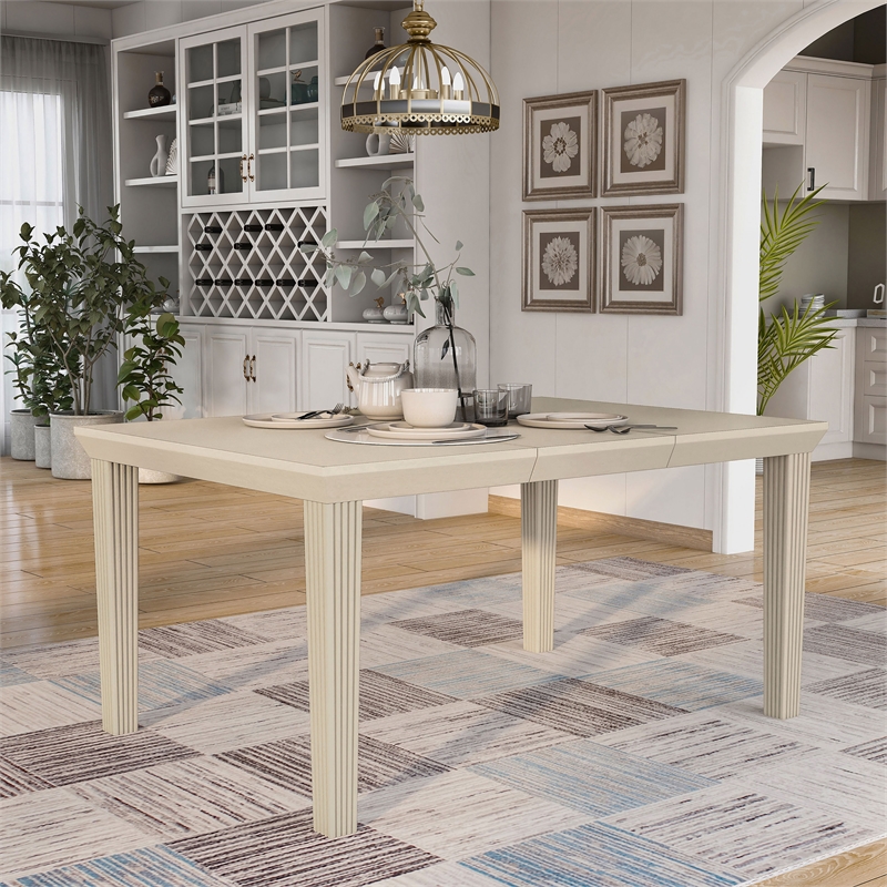 Furniture of America Tabitha Wood Extendable Dining Table in Antique White